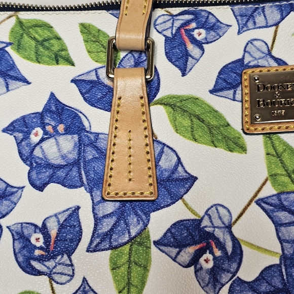 Dooney & Bourke Blue Bougainvillea Floral Handbag - Picture 3 of 15